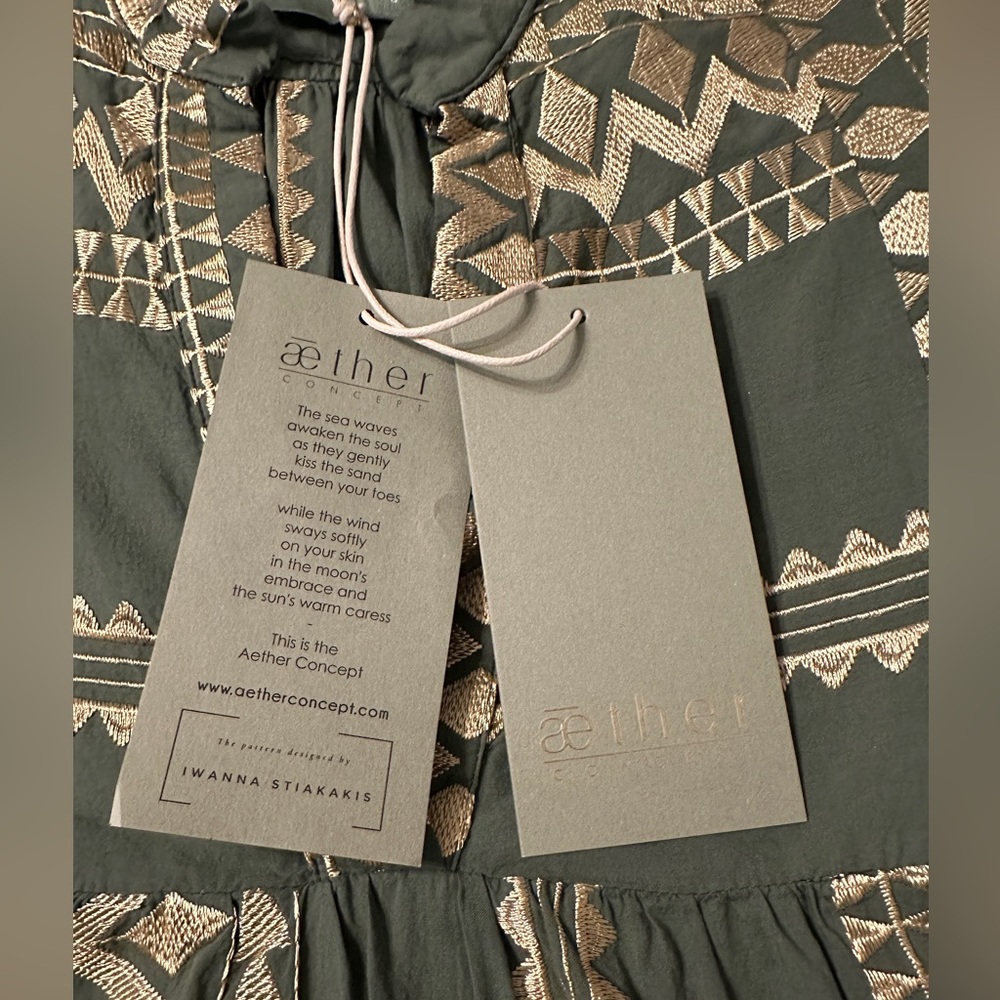 Aether Concept Cotton Bohemian Green Maxi Dress - NWT - Size S (Oversized) - Picture 8 of 13